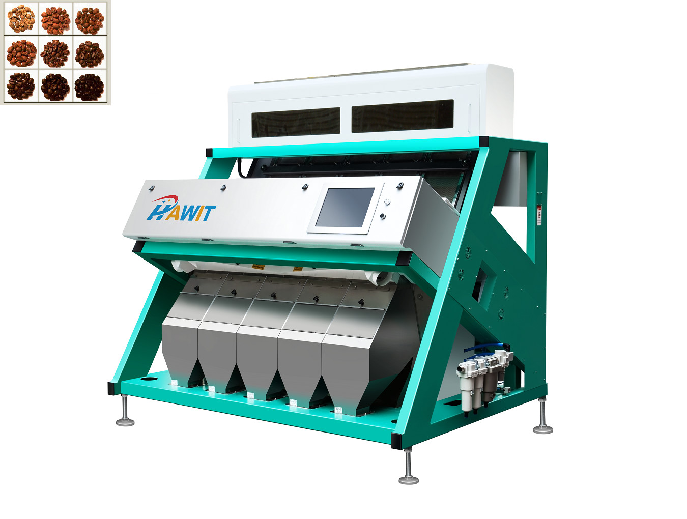 Cảm biến CCD Máy phân loại màu hạt cà phê với 5 rãnh Công suất 8 T / H